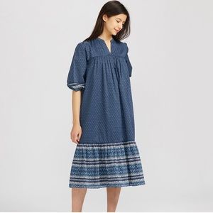 anna sui x uniqlo | prairie boho tiered midi dress cottagecore m
